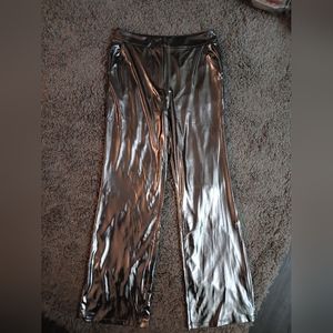 Silver Lame metallic pants.
